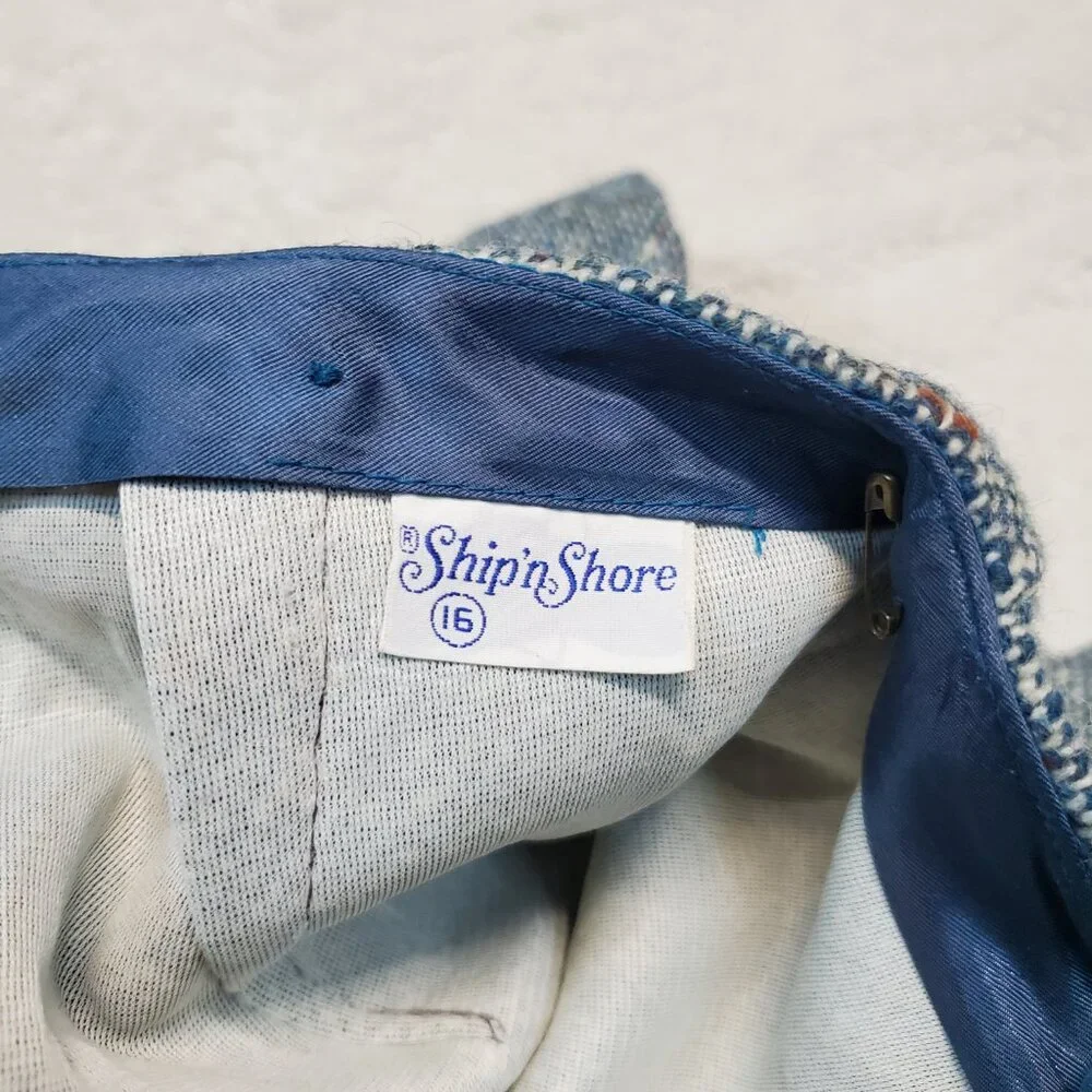 Vintage Ship n' Shore Blue White Tweed Skort Girl Tween 16 XL Retro Femininej‎